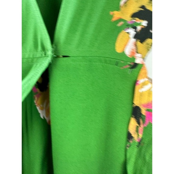 A.L.C. 100% Silk Cora Wrap Dress Green Floral Tie V-Neck SS Women's Size 4 ALC - Picture 10 of 16